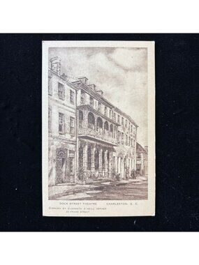 Vintage Postcard Dock St Theatre Charleston SC Oneill Iconic Verner Flower Lady
